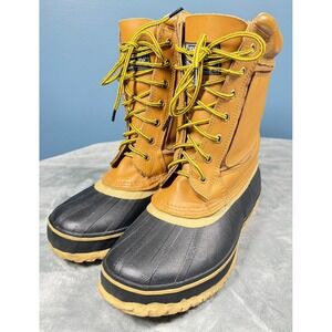 Ranger Duck Boots Mens 10 Tan Black Leather Rubber Steel Shank Winter
